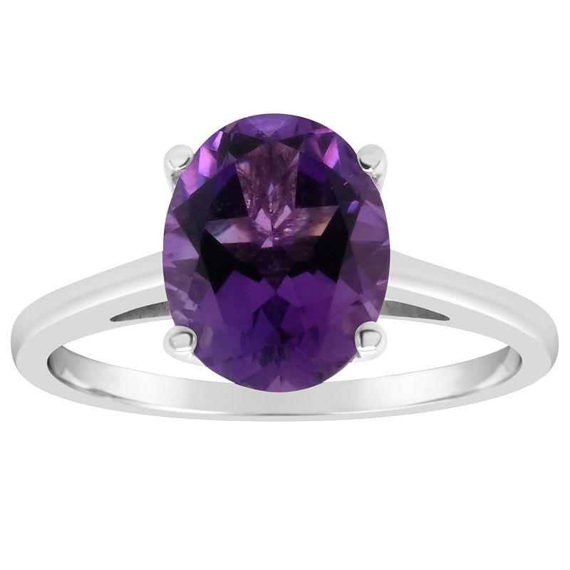 Alyson Layne 14k Gold Oval Amethyst Solitaire Ring, Women's, Size: 9, 14k White Gold Product Image