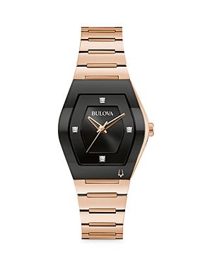 Bulova Womens Gemini Rose Gold Stainless Steel Diamond Accent Dial Bracelet Watch - 97P158 Rosegold Product Image