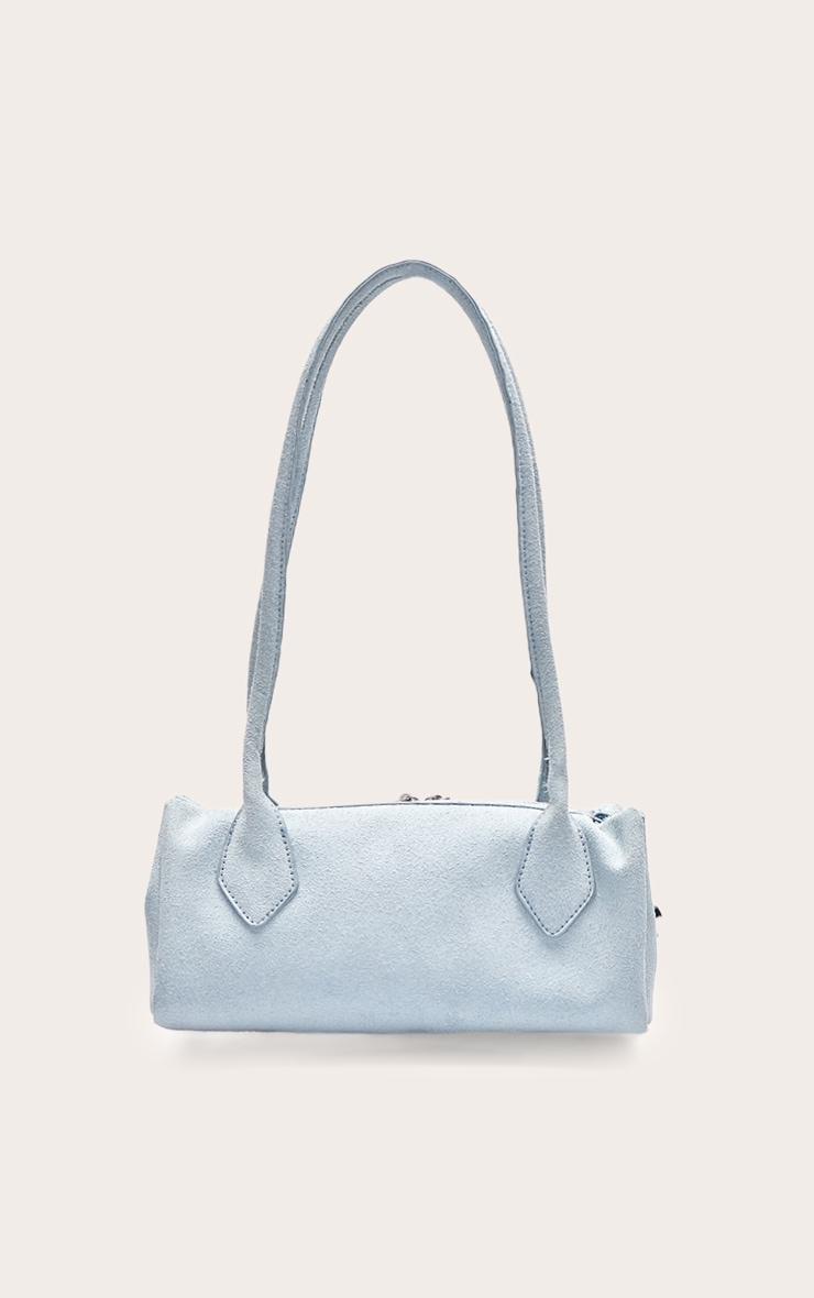 Powder Blue Faux Suede Bowler Shoulder Bag Product Image