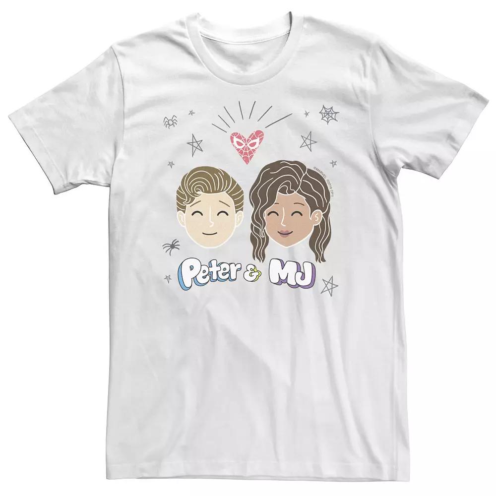 Big & Tall Marvel Spider-Man Far From Home Peter & MJ Cartoon Portrait Tee, Men's, Size: XXL Tall, White Product Image