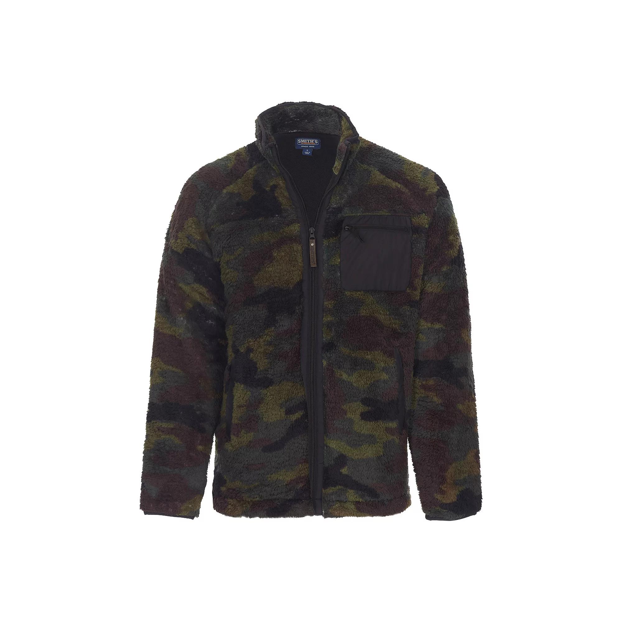 Men's Smith's Workwear Camo Butter-Sherpa Mesh-Lined Zip Jacket, Size: Medium, Green Camo Product Image