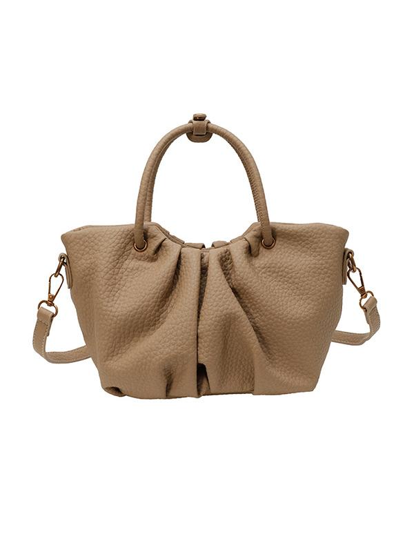 Pleated Solid Color Zipper Crossbody Bags Handbags Product Image