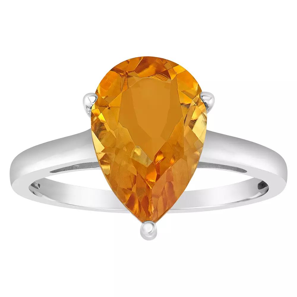 Alyson Layne 14k Gold Pear Cut Citrine Solitaire Ring, Women's, Size: 6 Product Image