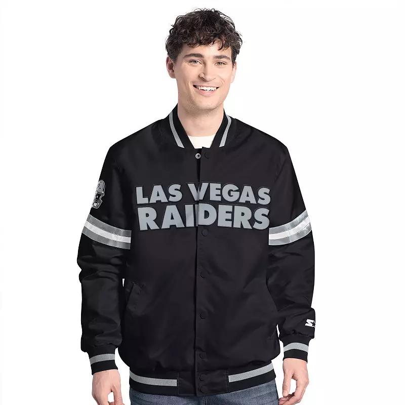 Men's Starter Black Las Vegas Raiders Scout Full-Snap Varsity Jacket,  Product Image
