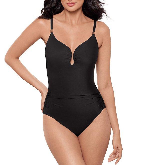 Miraclesuit Razzle Dazzle Antheia Plunge Neck Underwire Bra One Piece Swimsuit Product Image