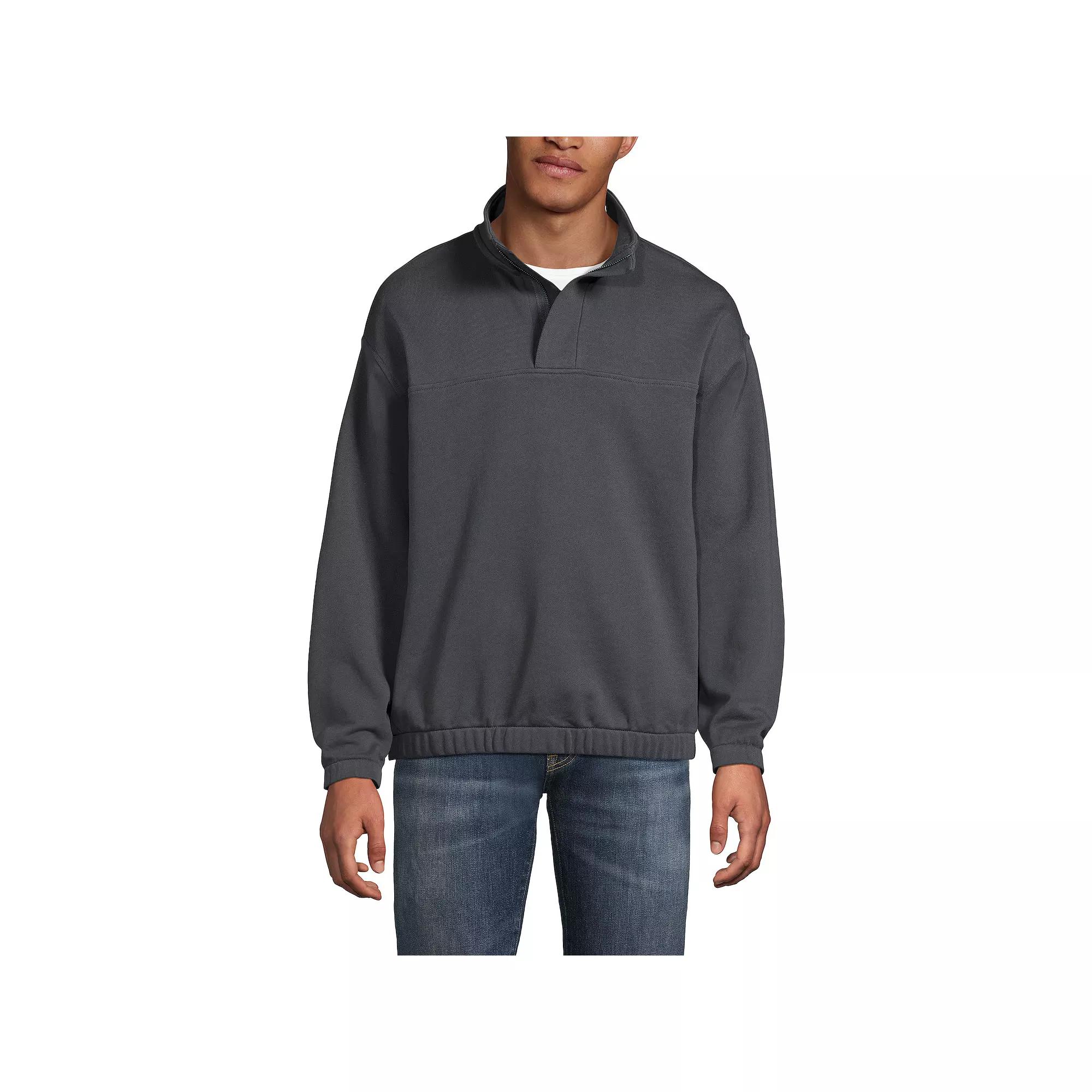Men's Lands' End Long Sleeve French Terry Quarter-Zip Vintage Wash Pullover,  Product Image