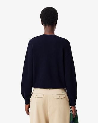 V Neck Cotton Moss Stitch Sweater Product Image