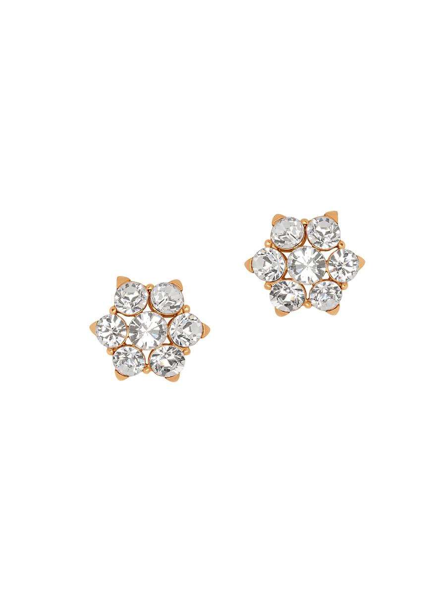 Womens Goldtone & Glass Crystal Flower Stud Earrings Product Image