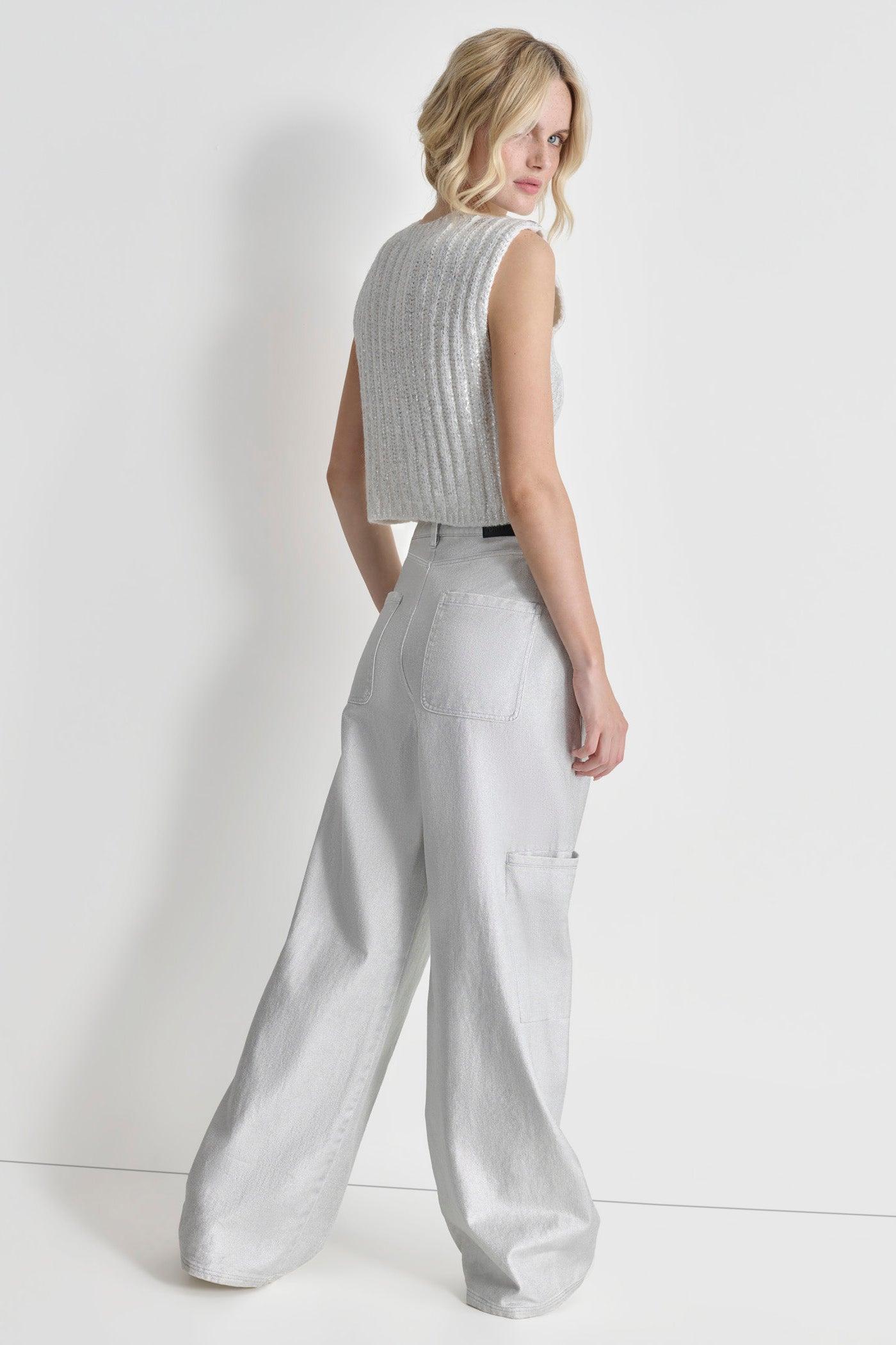 METALLIC CABLE KNIT SWEATER Product Image