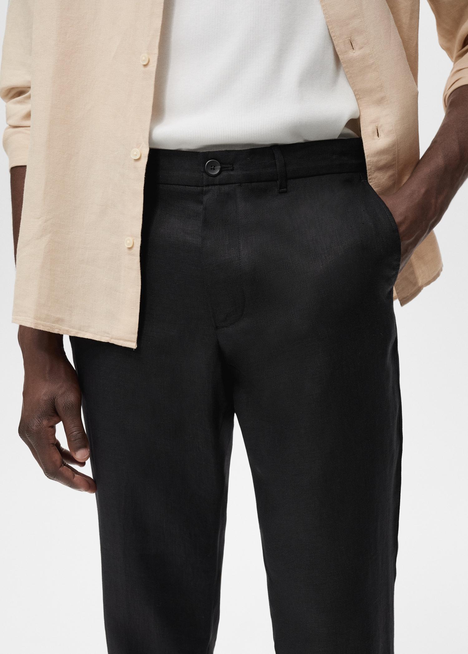 Slim-fit 100% linen pants - Men | MANGO USA Product Image
