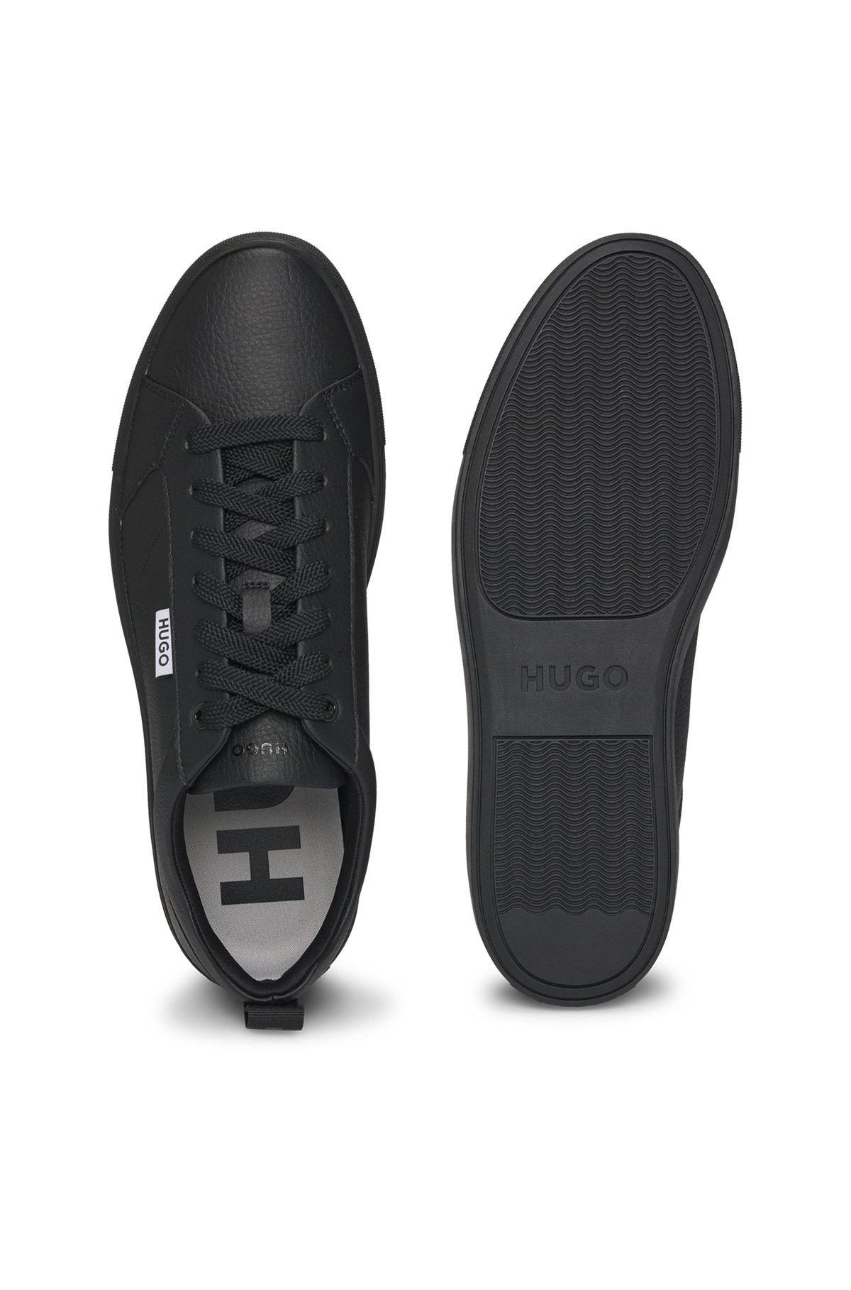 HUGO - Low-top trainers in grained faux leather - Black Product Image