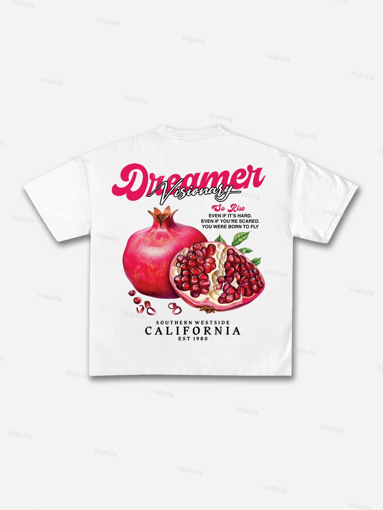 Tropical Fruits Love Your Dreams Vintage Graphic Cotton T-shirt Product Image
