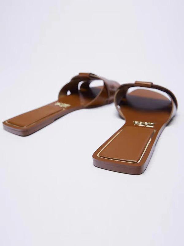 Hollow Open Toe Split-Joint Slippers Product Image