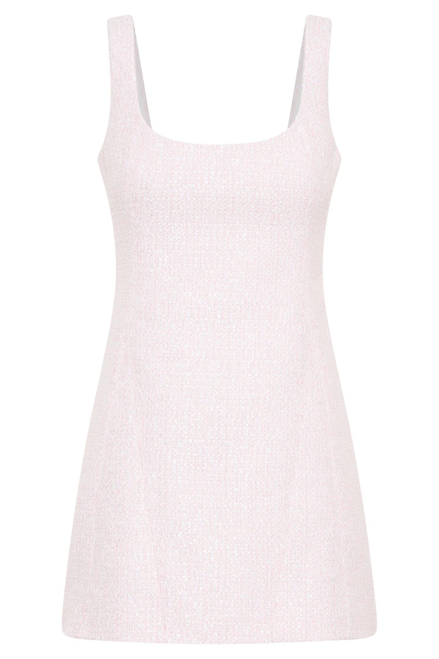 Beth Tweed Mini Dress - Fairy Floss Pink Product Image