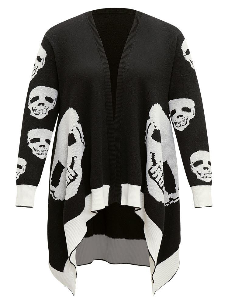 Supersoft Essentials Halloween Skull Asymmetrical Hem Cardigan Female Product Image