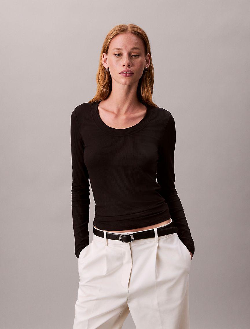 Modal Stretch Rib Slim T-Shirt Product Image
