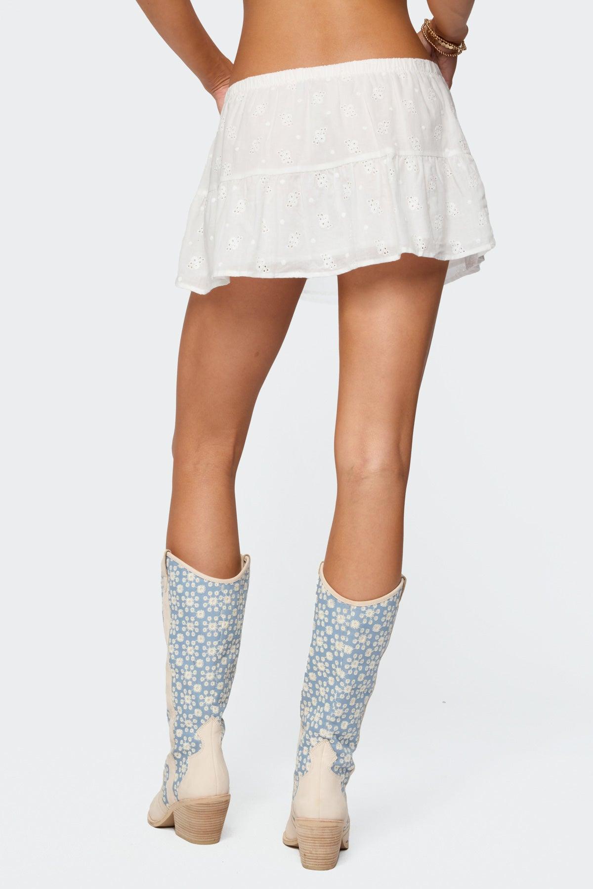 Dora Eyelet Flared Mini Skirt Product Image