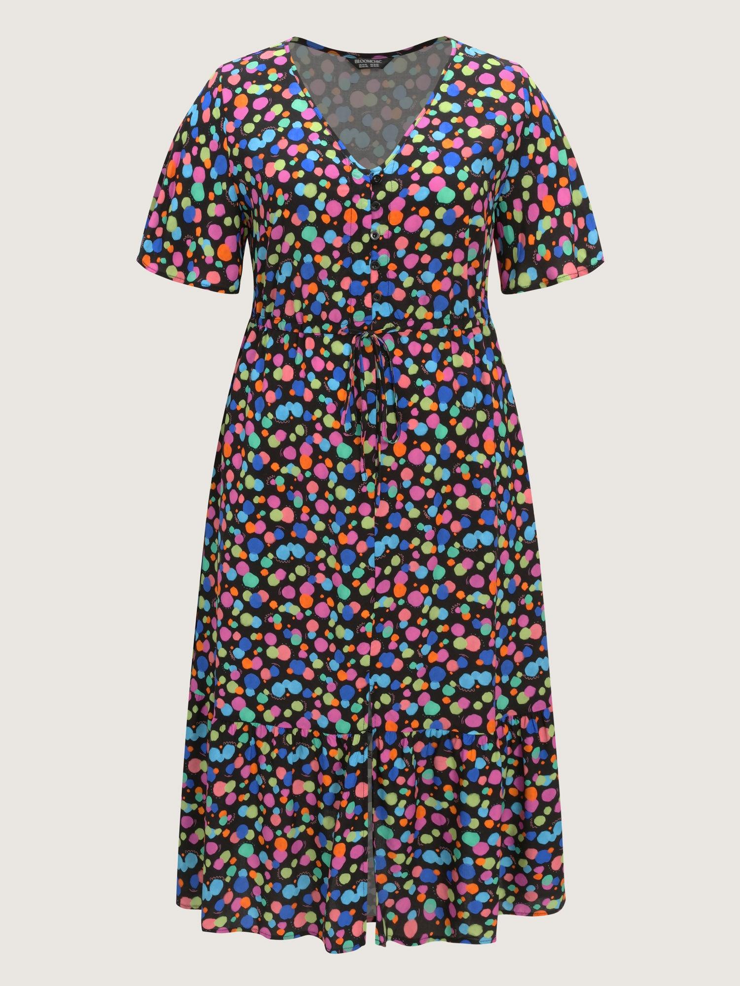 Multi-Color Polka Dots Print Midi Dress Female Product Image