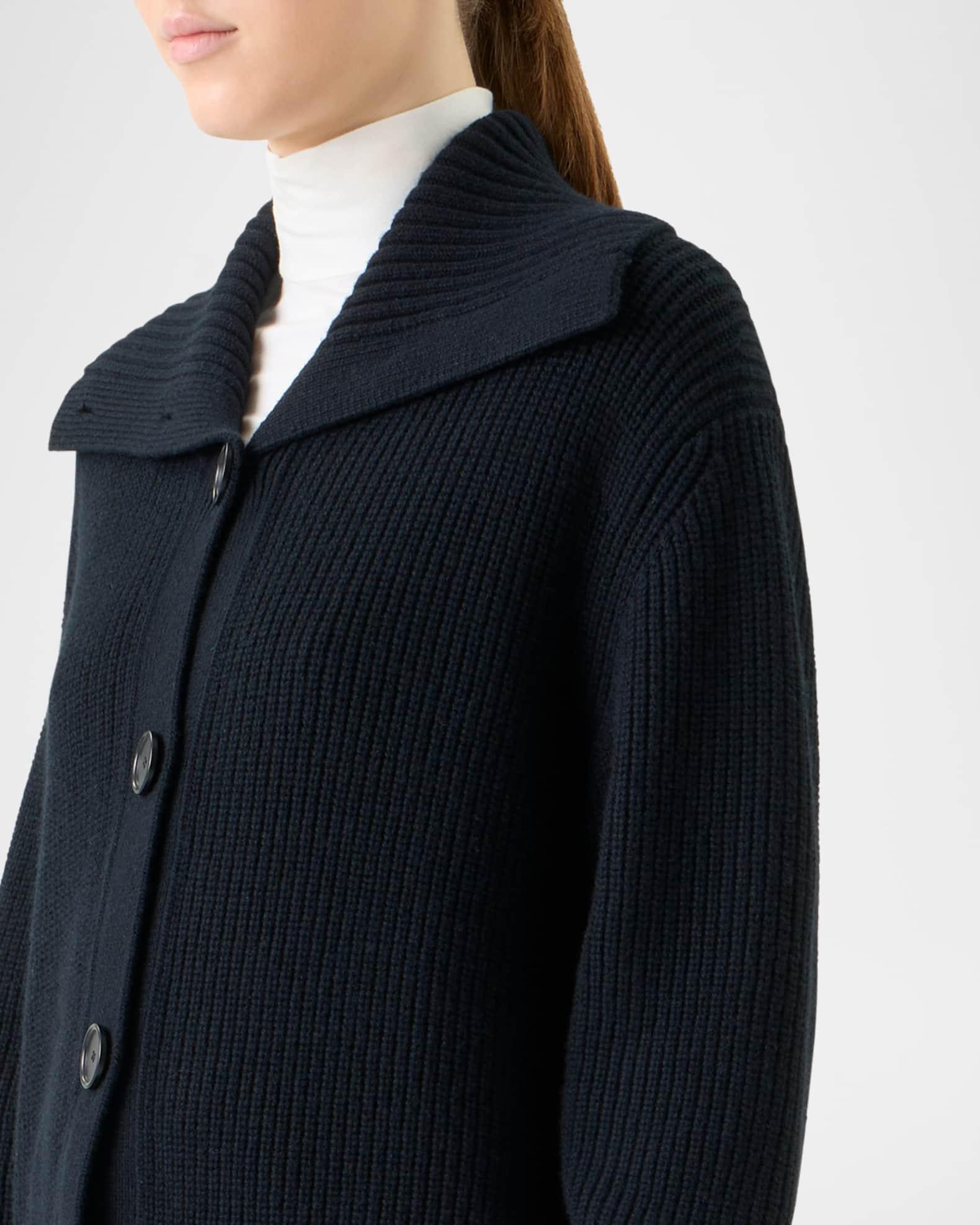 Cashmere-Wool Chunky Knit Collared Boxy Cardigan Product Image