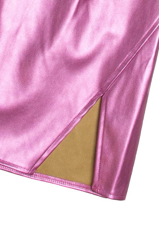 Pink Shimmer Slit Front Skirt Product Image
