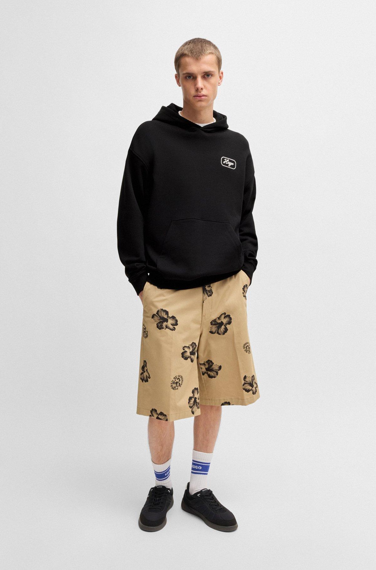 Cotton-terry hoodie with embroidered artwork Product Image