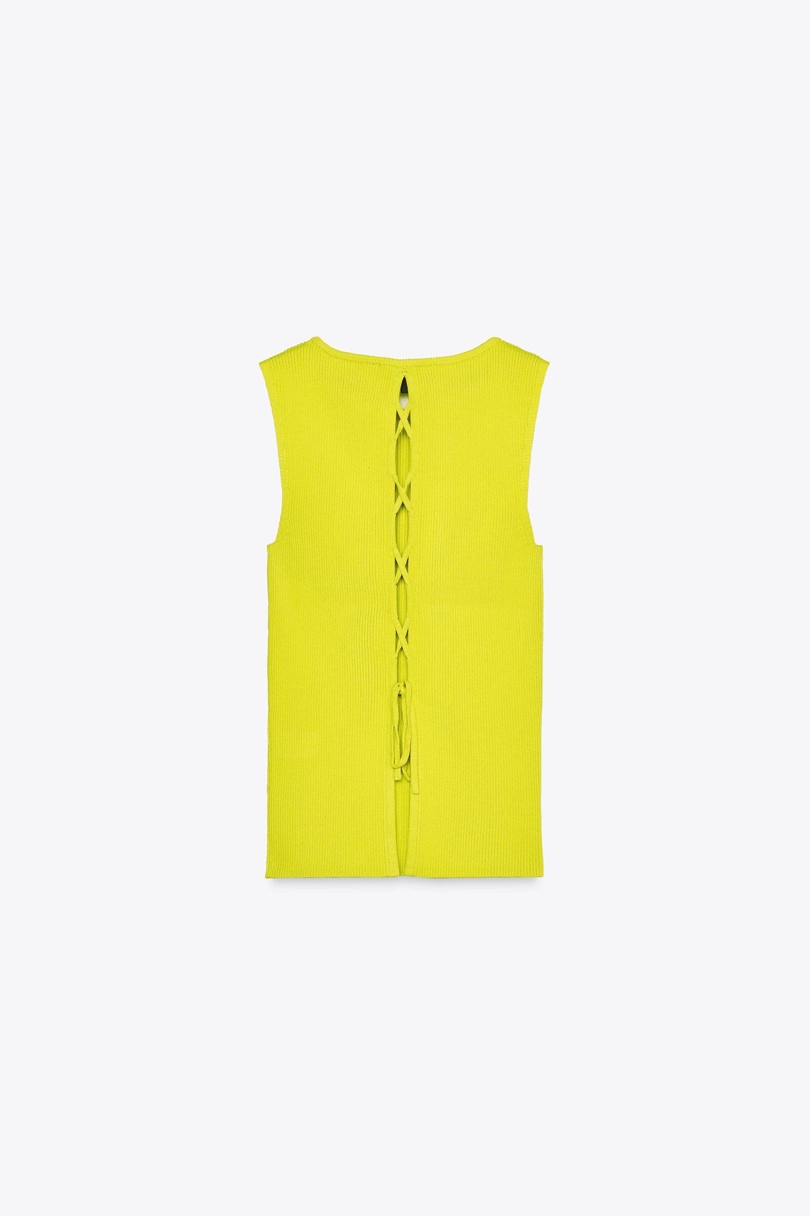 RIBBED KNIT TOP WITH LACED-UP BACK Product Image