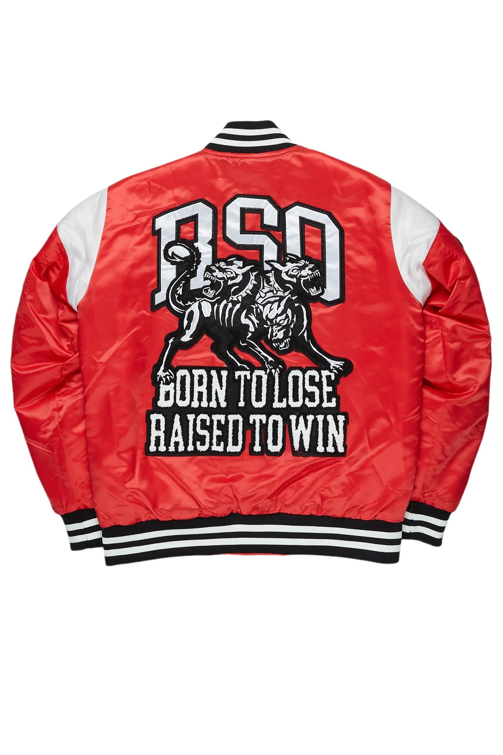 Sosa Red Satin Varsity Jacket Female Product Image