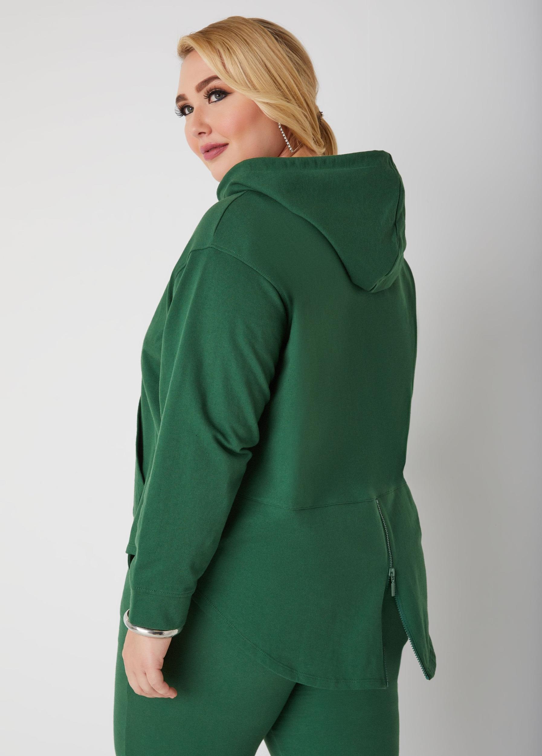 Zip Detailed Hi Low Hoodie Product Image