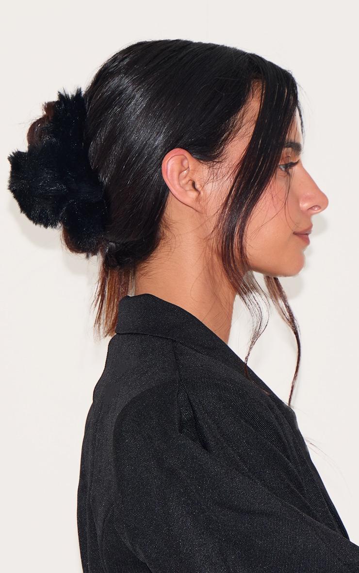  Black Faux Fur Hair Claw Product Image