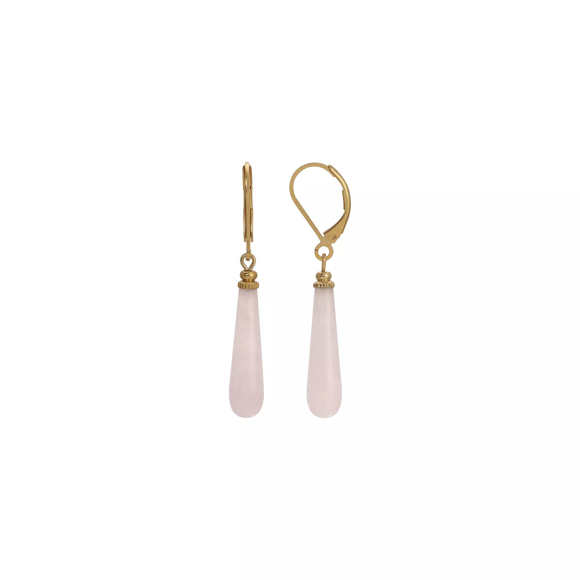 1928 Gold Tone Stone Linear Drop Earrings, Women's, Pink Product Image