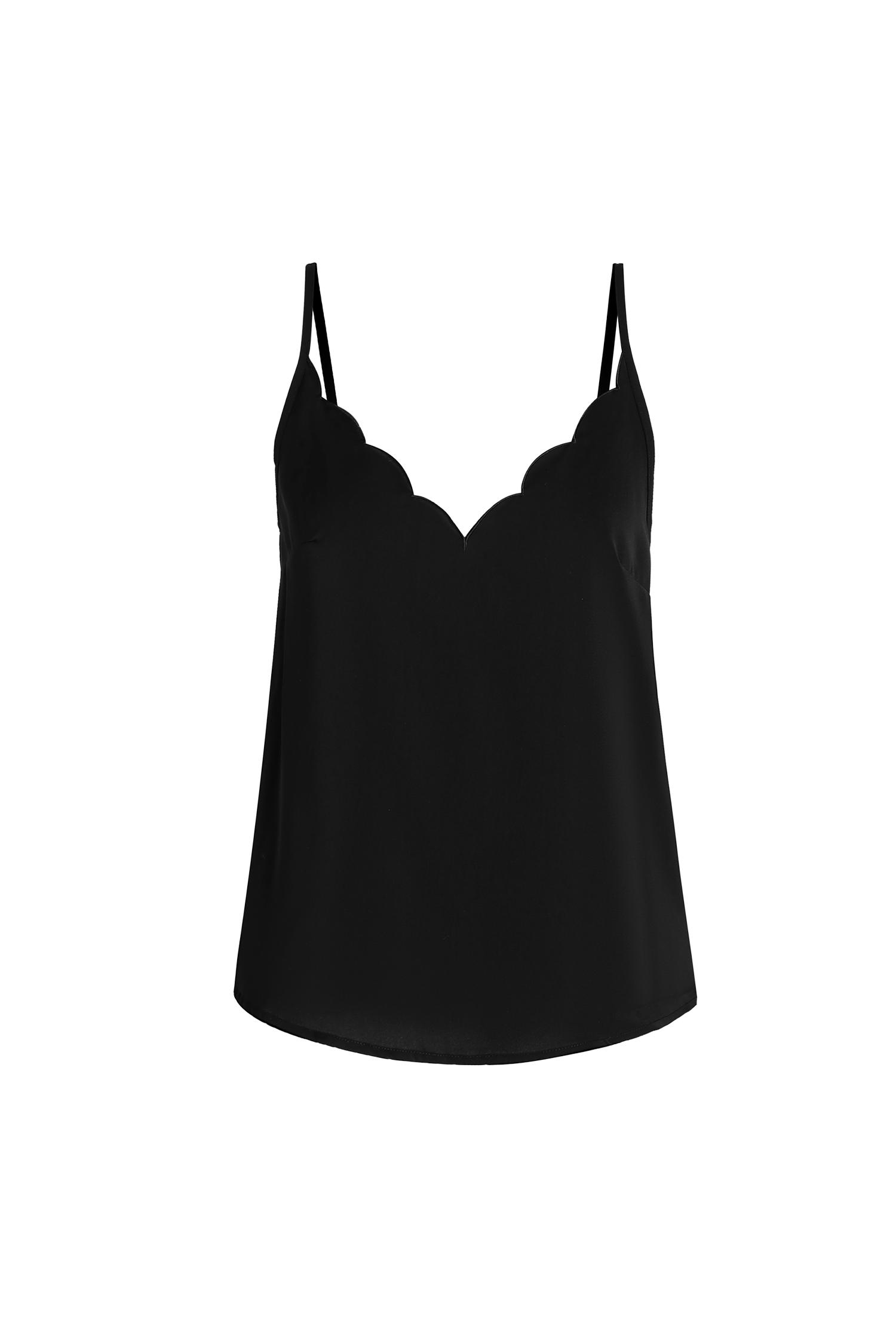 Surprise Me Black V-Neck Scalloped Top Product Image