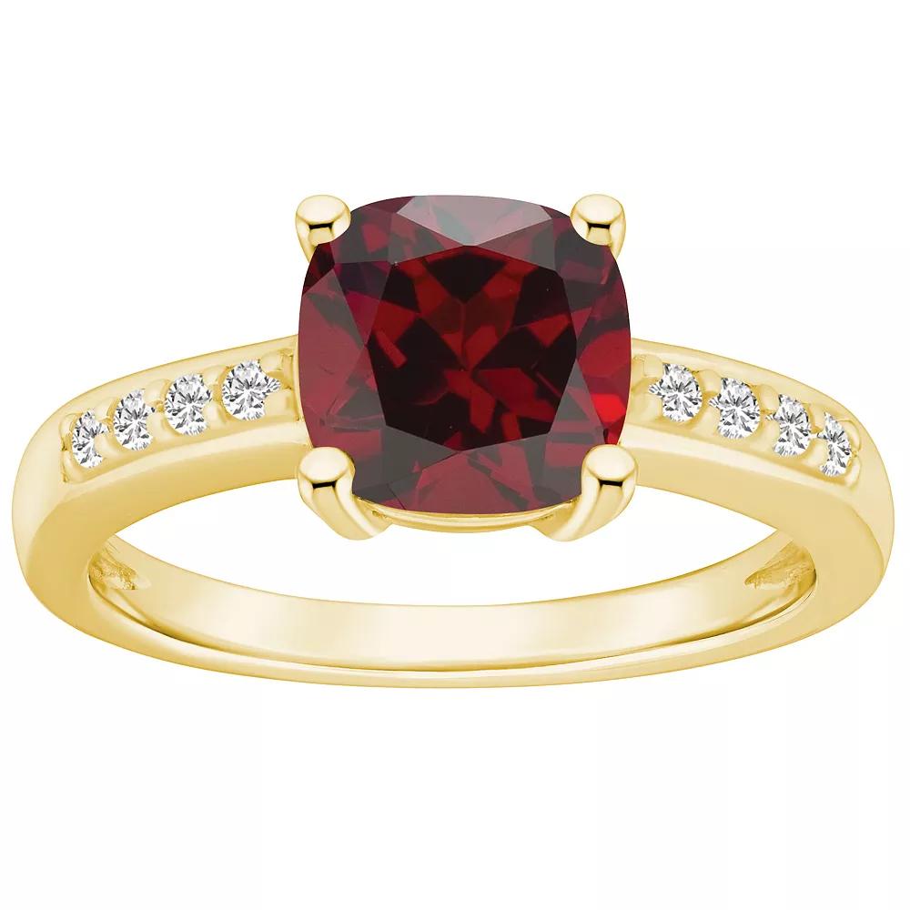 Alyson Layne 14k Gold Cushion Garnet & 1/8 Carat T.W. Diamond Ring, Women's Product Image