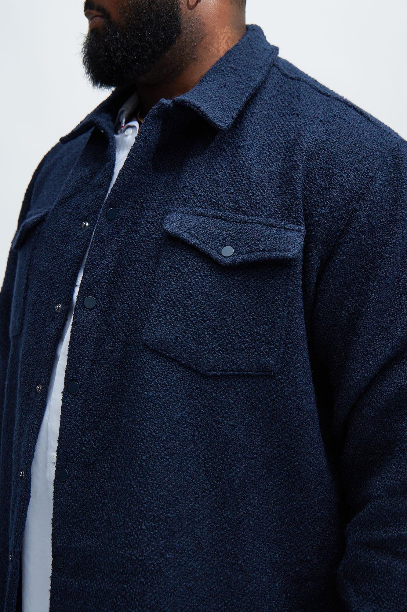 Antigua Textured Oversized Shirt - Navy Product Image