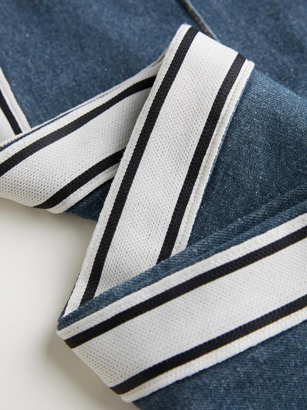 Washed Splice Piping Detail Drawstring Boyfriend Jeans Product Image