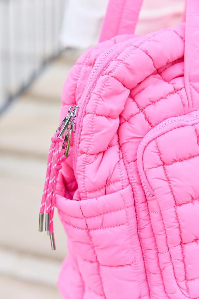 Haylie Bubble Gum Pink Quilted Weekender Product Image