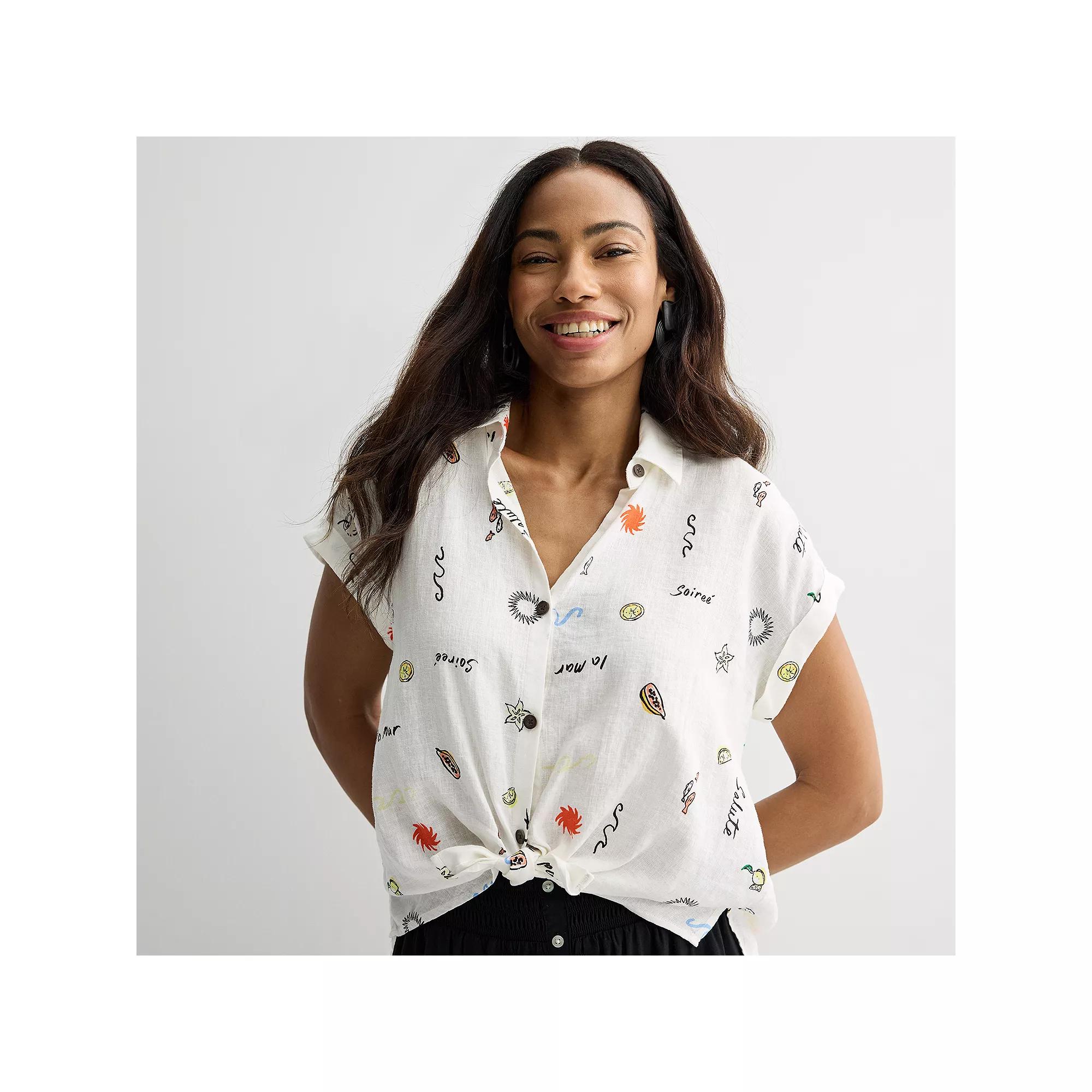 Women's Sonoma Goods For Life® Camp Shirt, Size: XXL, Multi Fruit Print Product Image