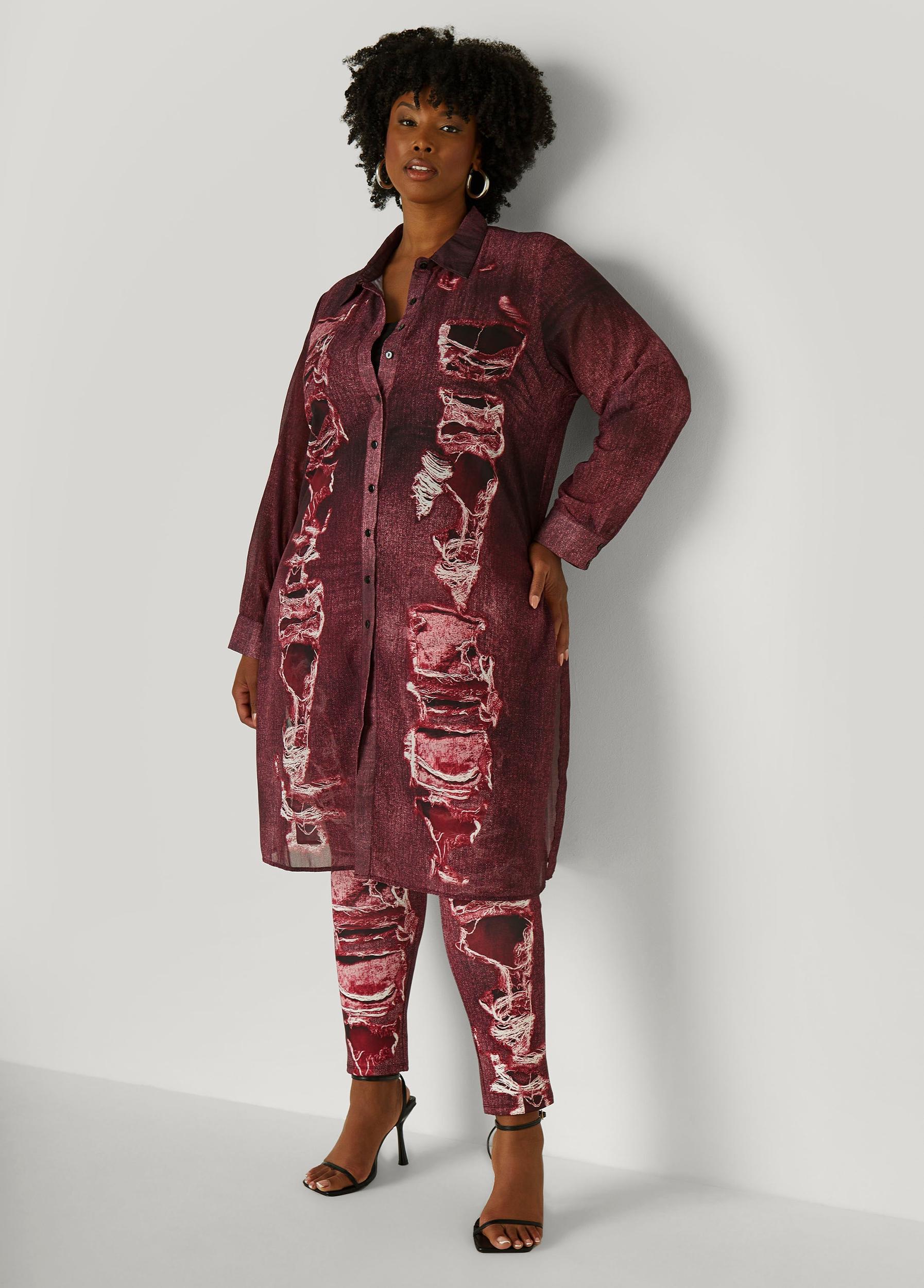 Plus Size Denim Print Leggings Ashley Stewart Product Image