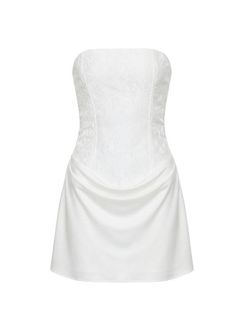 Jenevieve Strapless Drape Mini Dress White Product Image