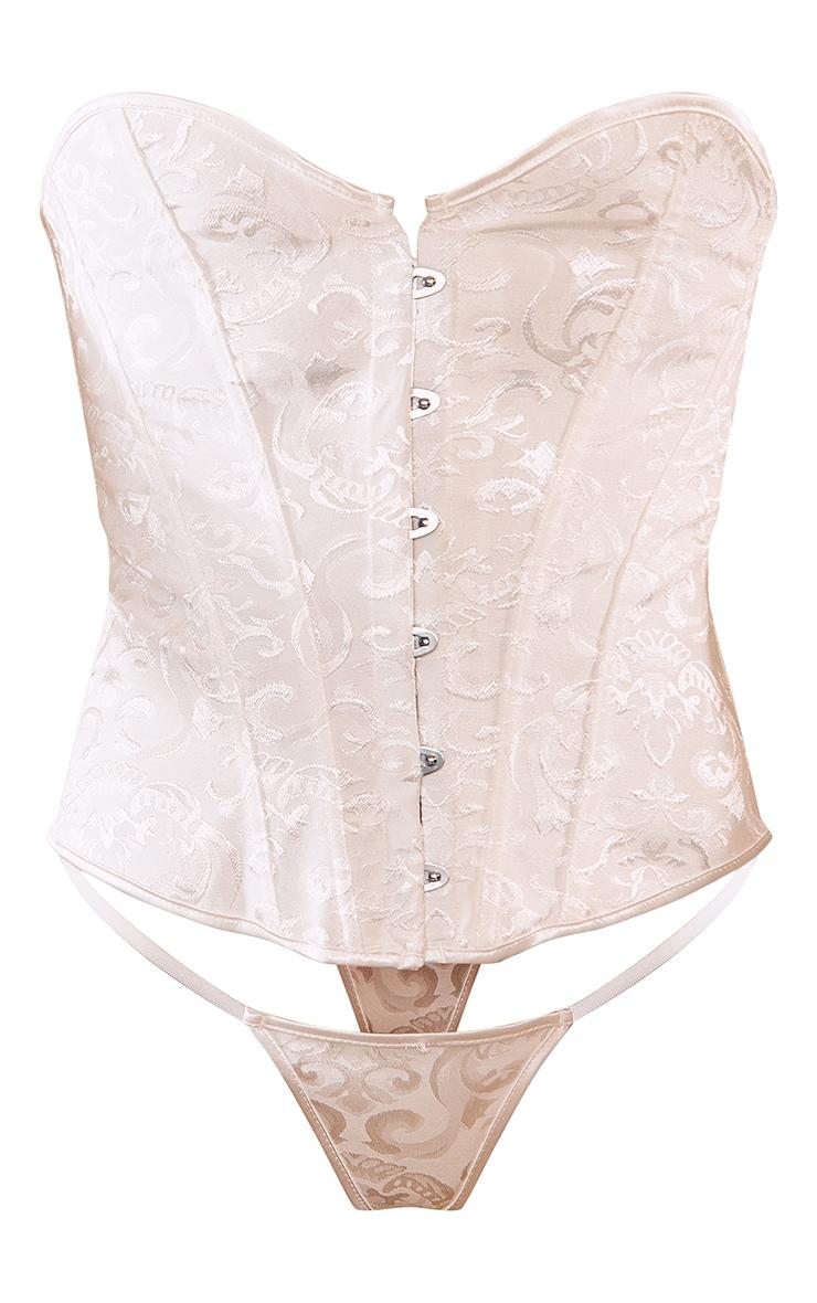 White Front Ribbon Hook & Eye Corset Set  Product Image