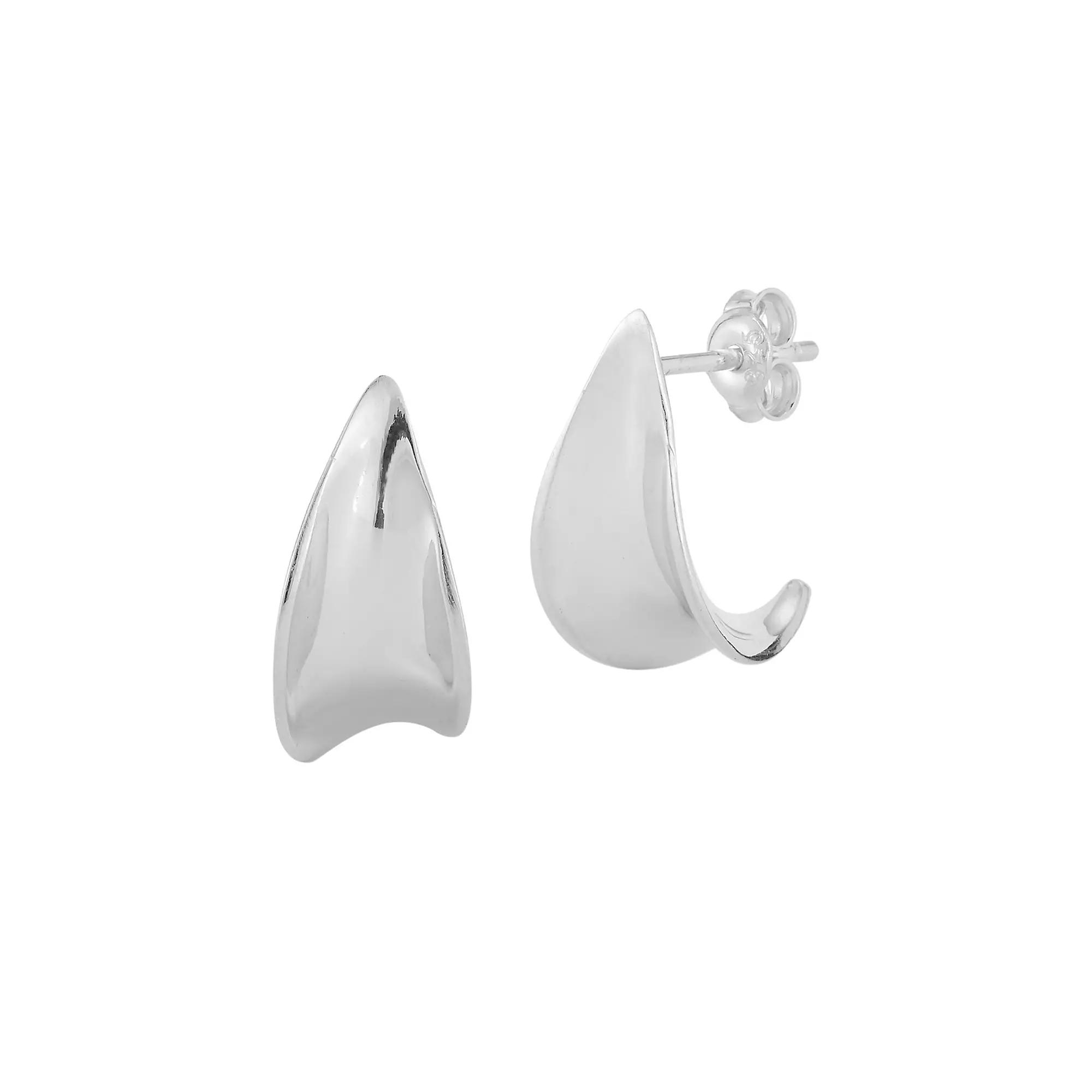 Sunkissed Sterling Sterling Silver Concave Huggie Earrings, Women's, Silver Tone Product Image