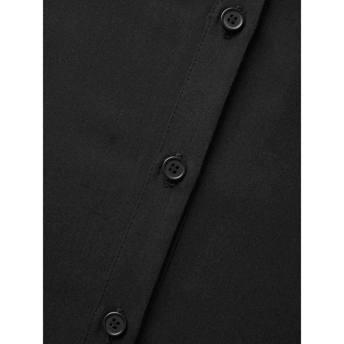 Plus Size Black Rayon Shirt Collar Cuffed Sleeve Pocket Blouse Women Casual Short sleeve Shirt collar Everyday Blouses BloomChic 18-20/2X Product Image