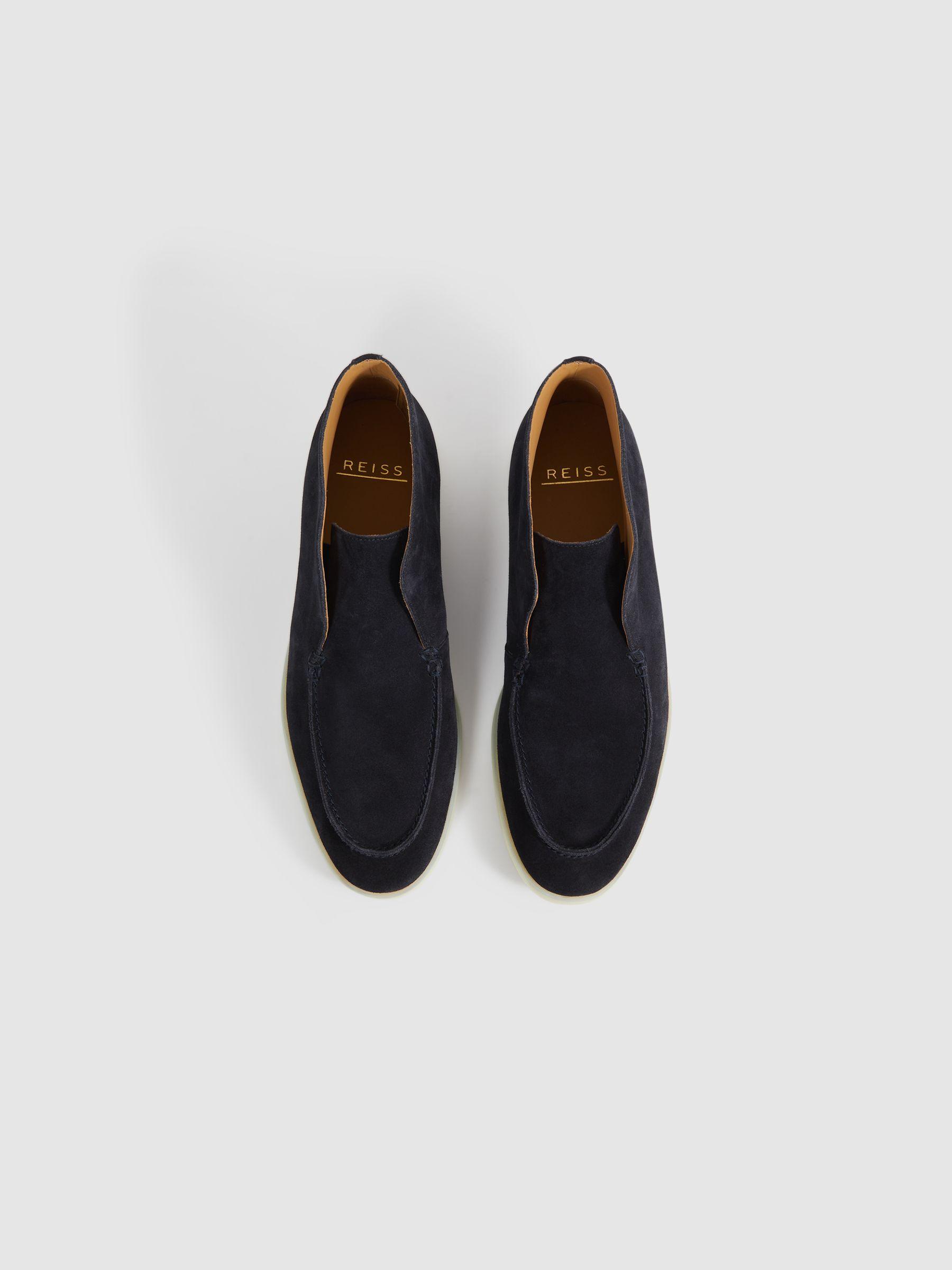 Suede Slip-On Boots in Navy Product Image