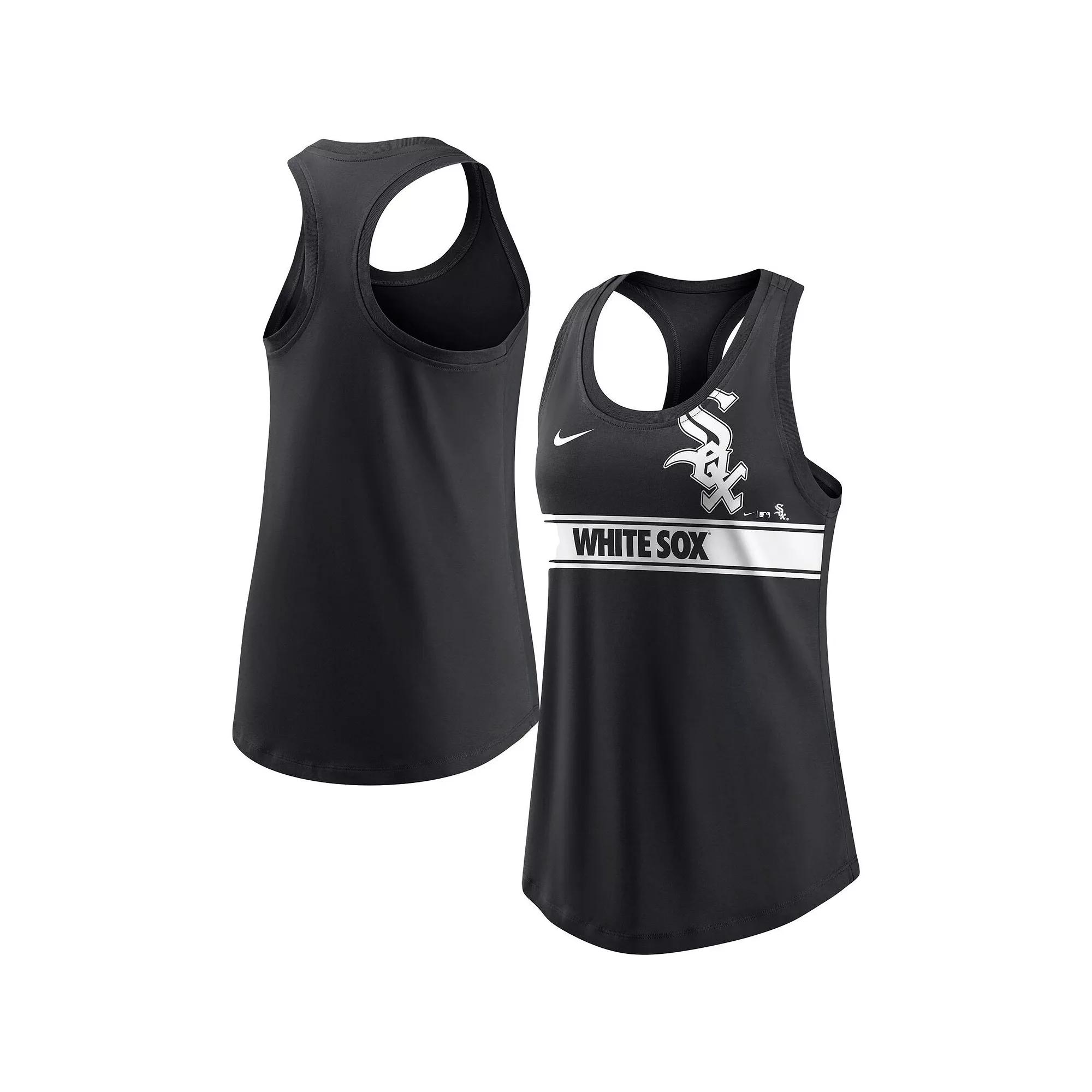 Women's Nike Black Chicago White Sox Cropped Logo Performance Racerback Tank Top,  Product Image