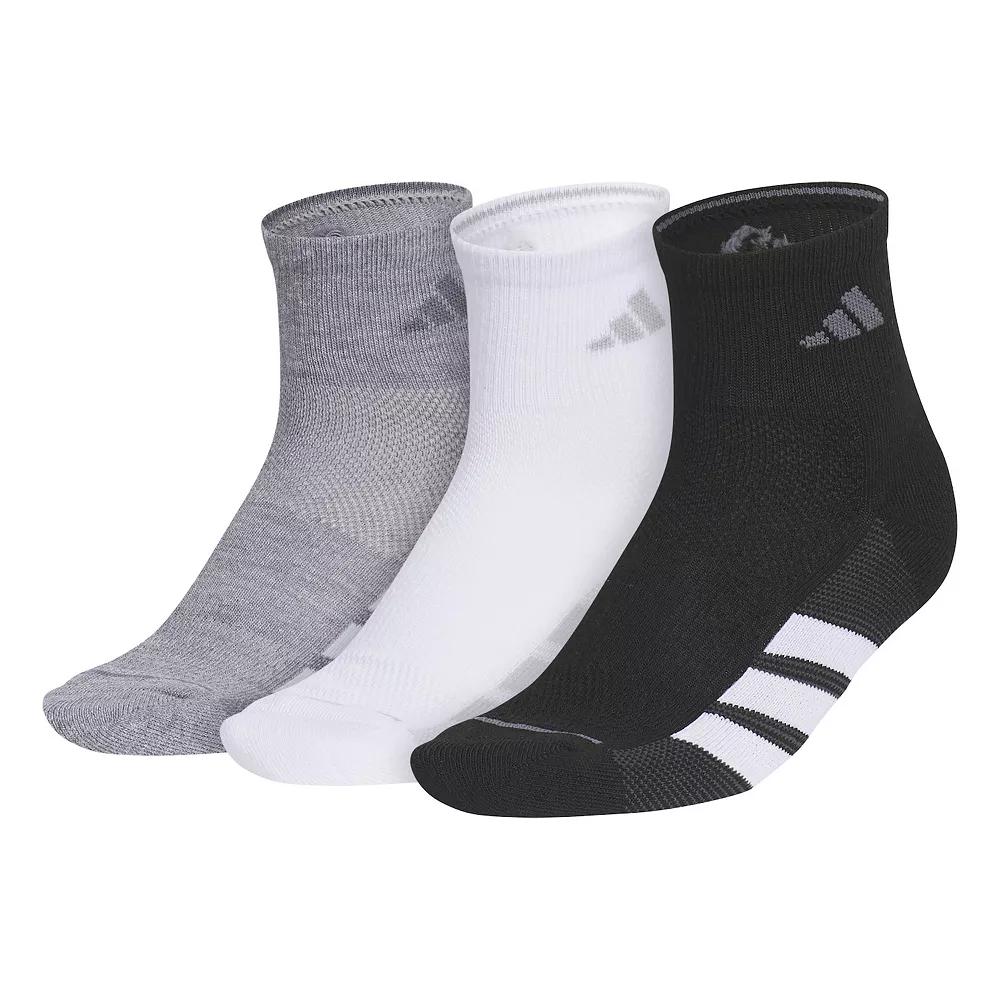 Women's adidas All Day Training Quarter Socks 3-Pair Pack, Size: 5-10, Grey White Black Product Image