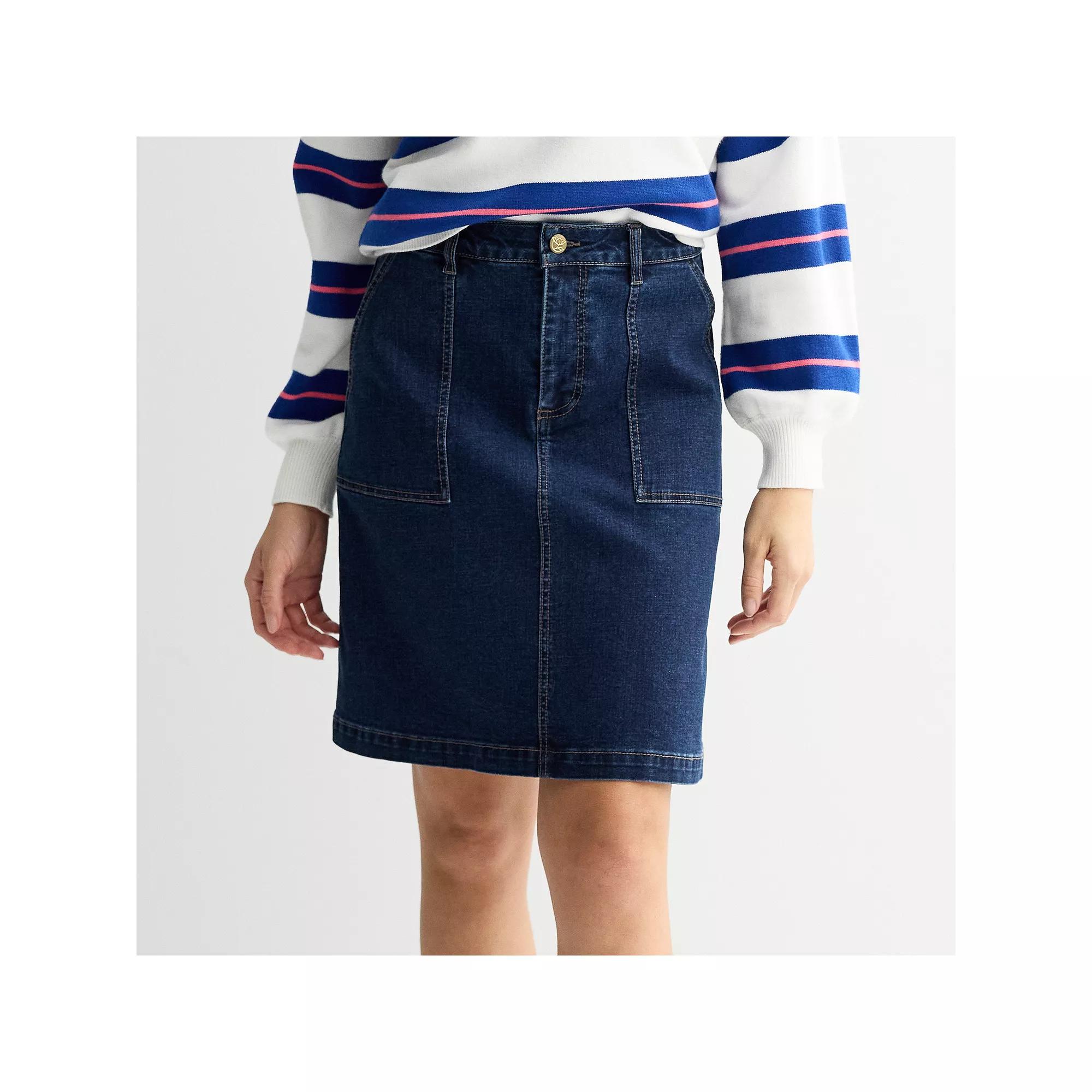 Women's Draper James Patch Pocket Denim Skirt, Size: 18, Dark Blue Product Image