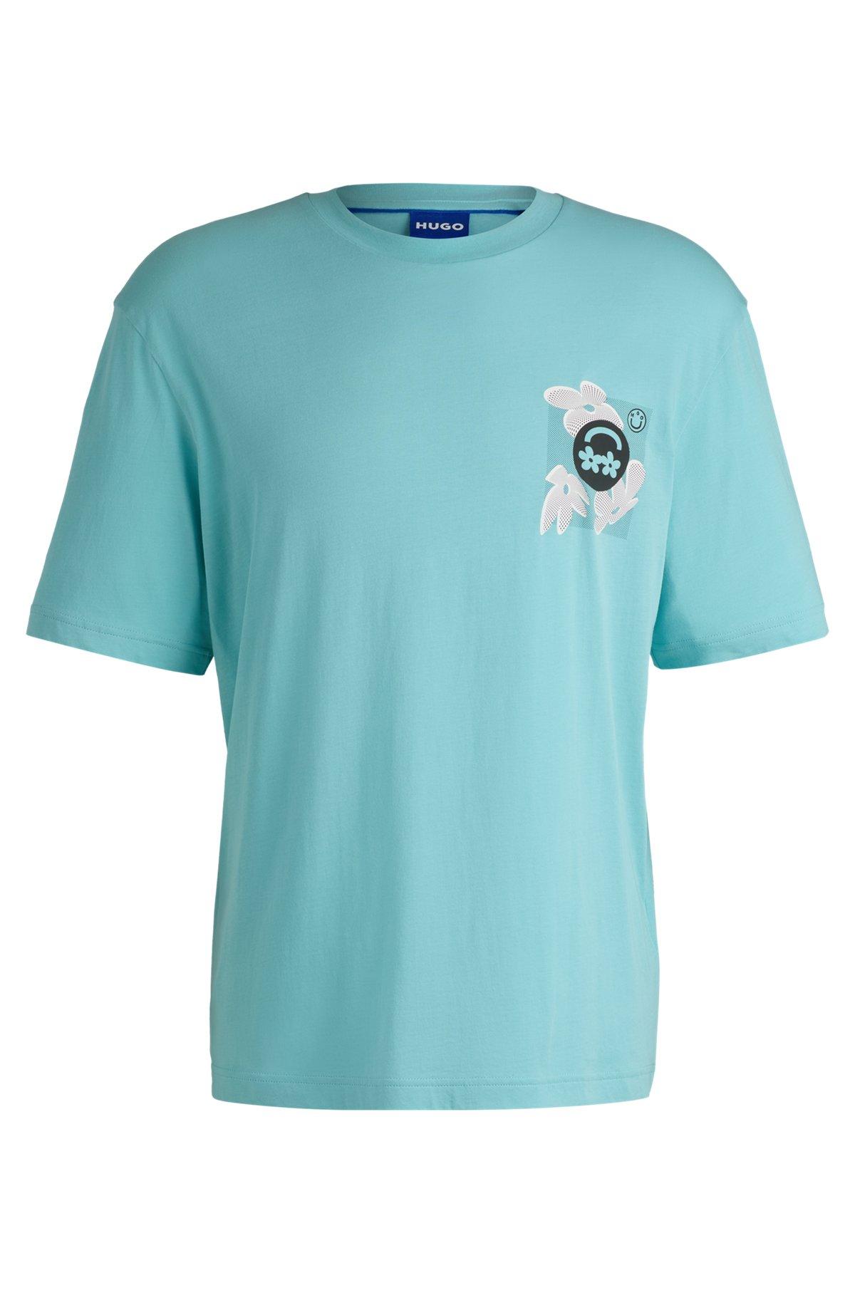 Cotton-jersey T-shirt with logo prints Product Image
