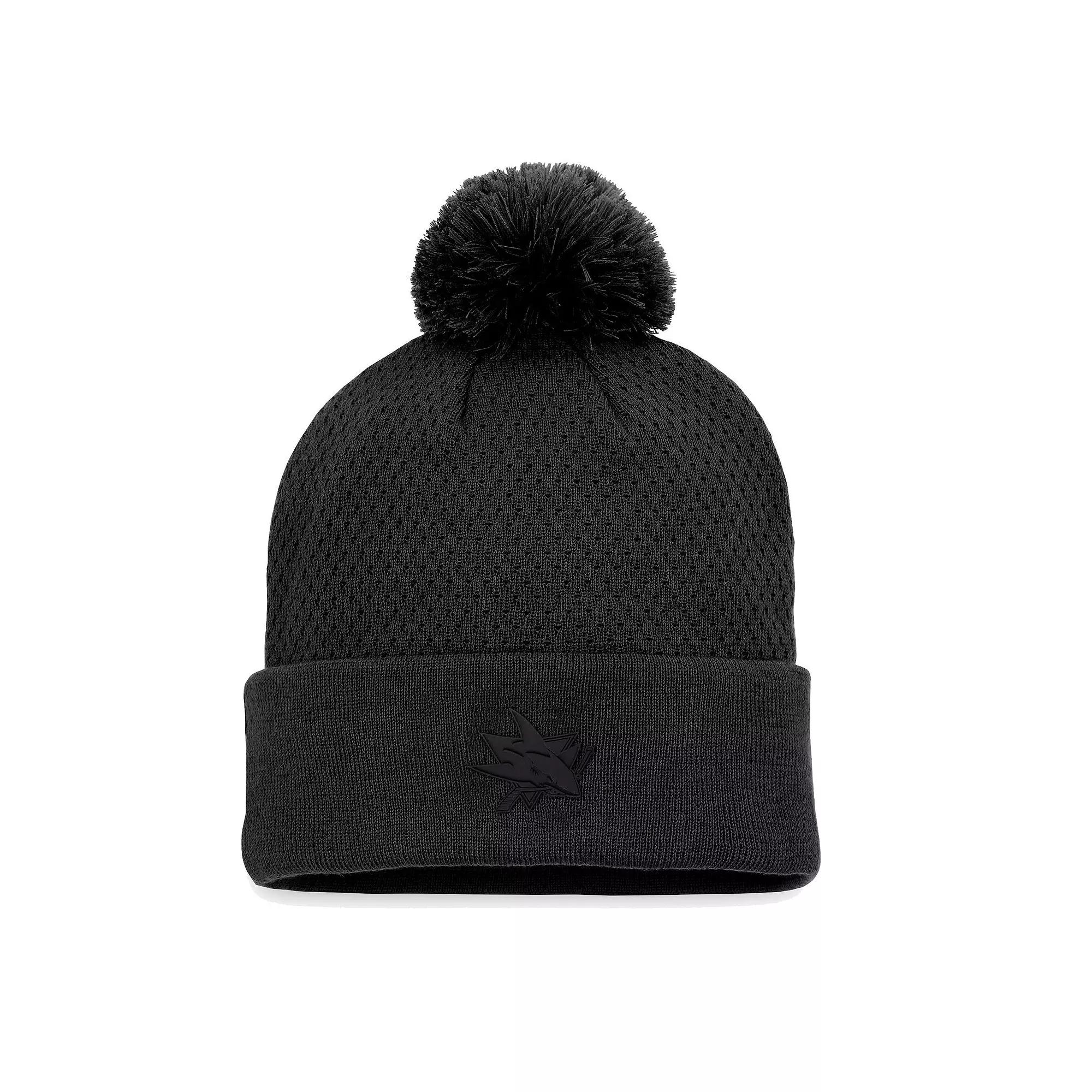 Women's Fanatics Branded Black San Jose Sharks Authentic Pro Road Cuffed Knit Hat with Pom, Sks Black Product Image