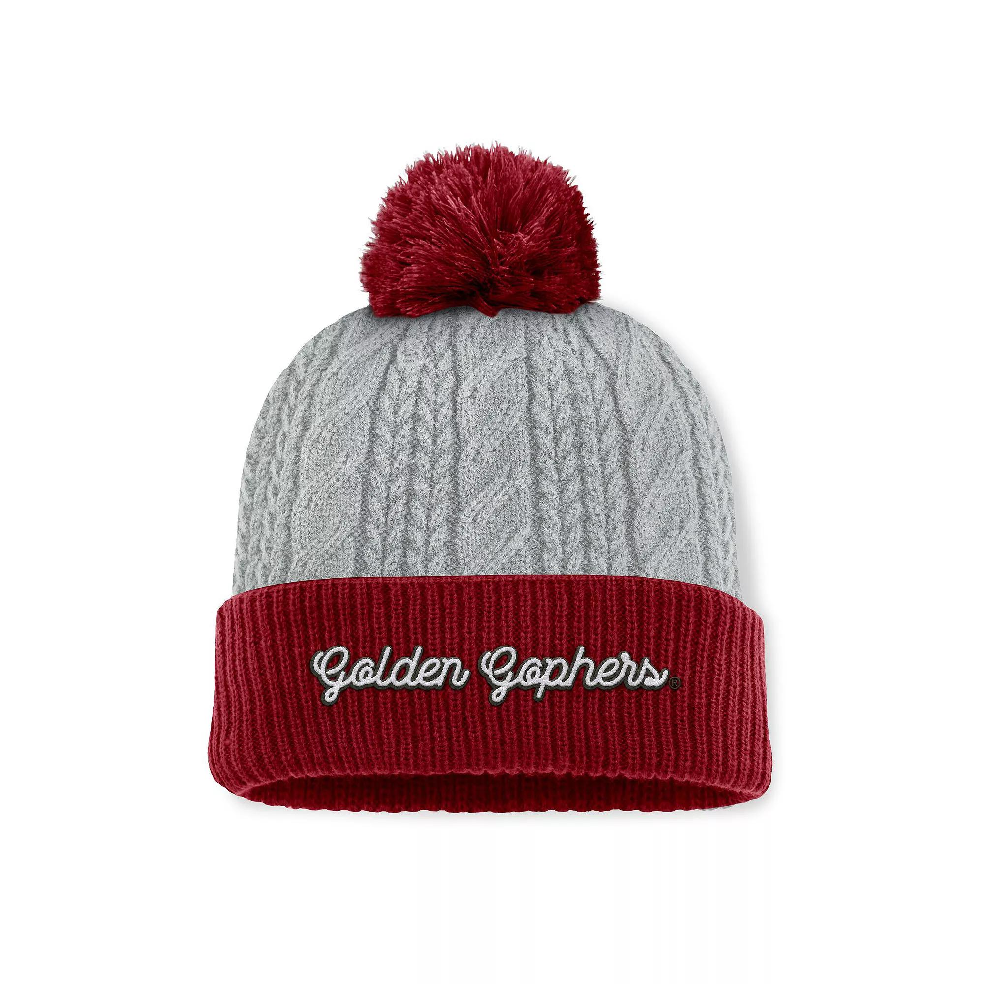 Women's Top of the World Gray/Maroon Minnesota Golden Gophers Becca Cuffed Knit Hat with Pom, Grey Product Image