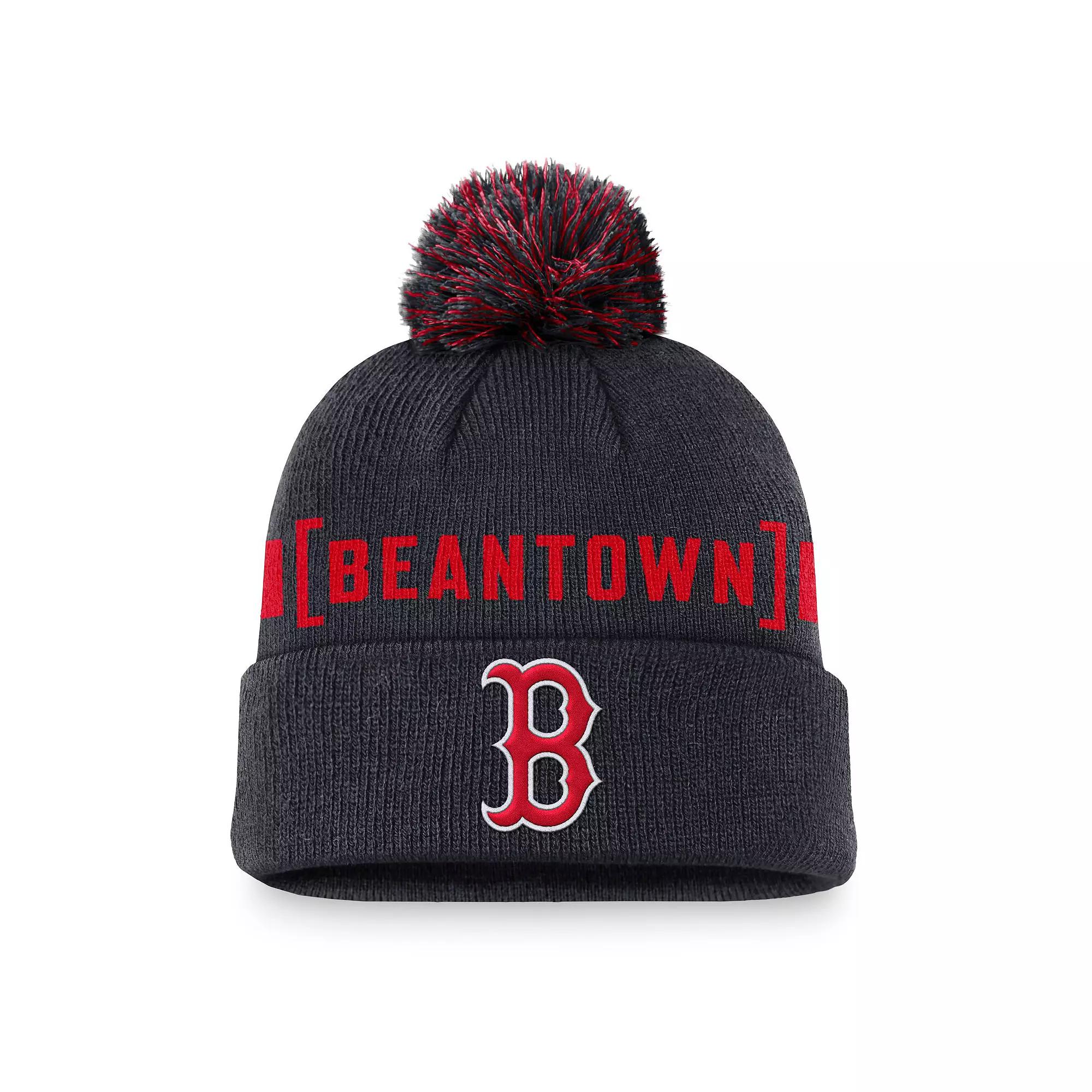Men's Nike Navy Boston Red Sox Hometown Peak Cuffed Knit Hat with Pom, Blue Product Image