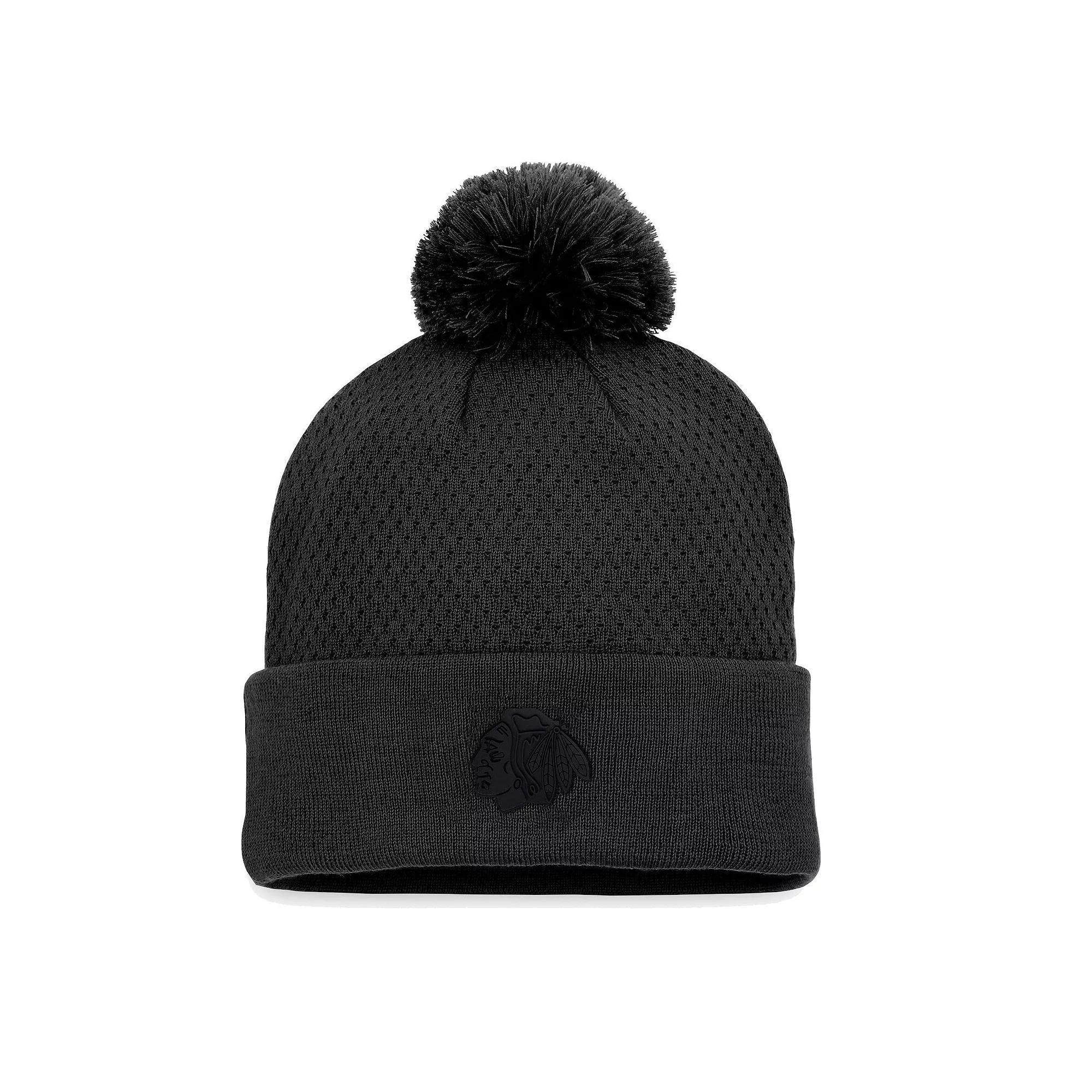 Women's Fanatics Branded Black San Jose Sharks Authentic Pro Road Cuffed Knit Hat with Pom, Sks Black Product Image